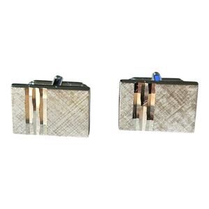 Vintage Anson Florentine Finish Silver Tone Cufflinks Mid Century 1950s or 1960s